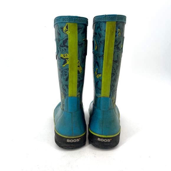 Bogs Women's /Youth 8/39 Blue Dinosaur Mid Calf Rubber Waterproof Rain Boots - Picture 4 of 8